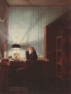 Georg Friedrich Kersting Man Reading by Lamplight (mk22) Norge oil painting art